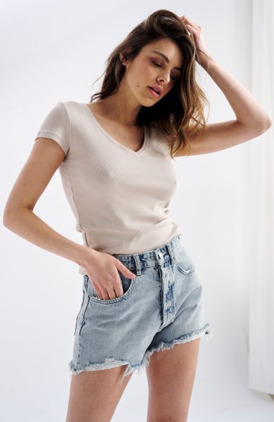 SARA BLOUSE SAND SHORT-SLEEVE