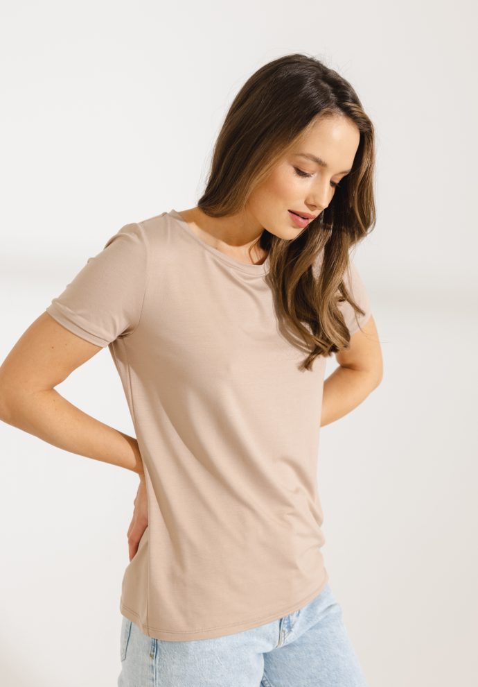 t-shirt roma modal taupe zdjęcie 4