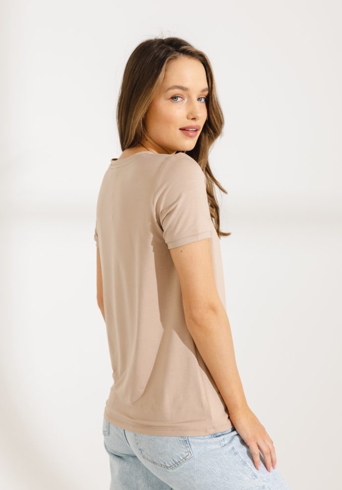 t-shirt roma modal taupe zdjęcie 5