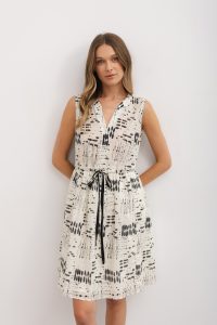 NELA DRESS ECRU AND BLACK